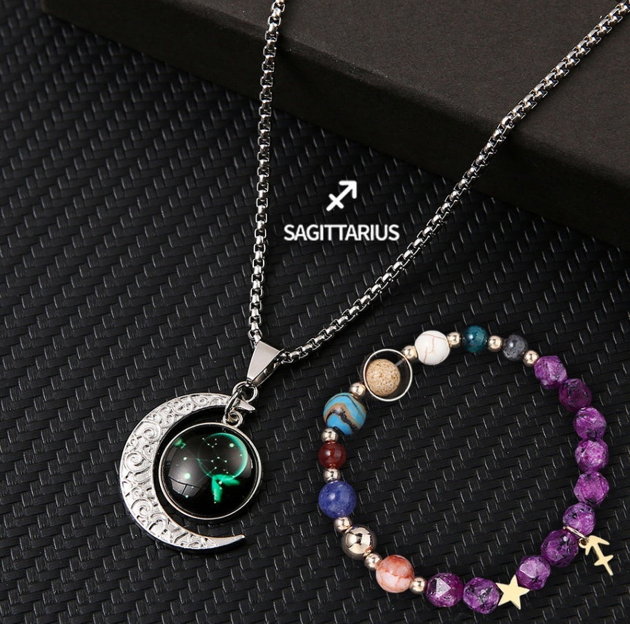 Natural Stone Necklace Set For The 12 Zodiac Signs
