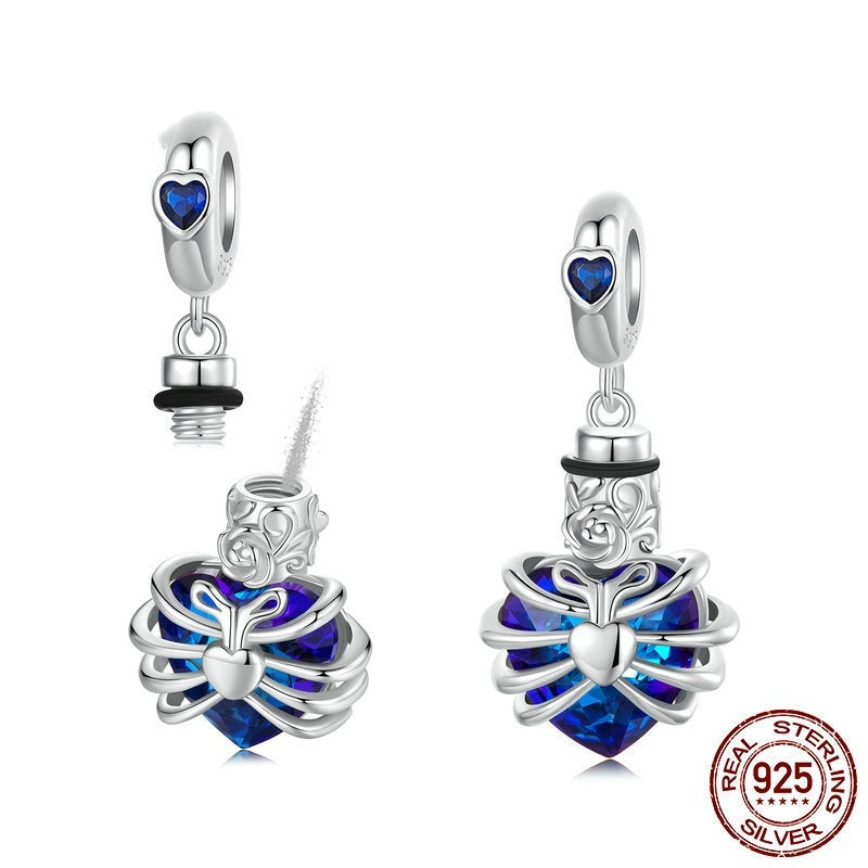 Rose Heart Diy Pendant Parts S925 Silver Beaded