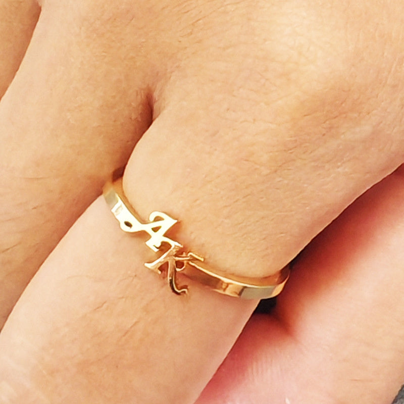 Customized 2 Letters Open Ring Electroplated Personality Ring