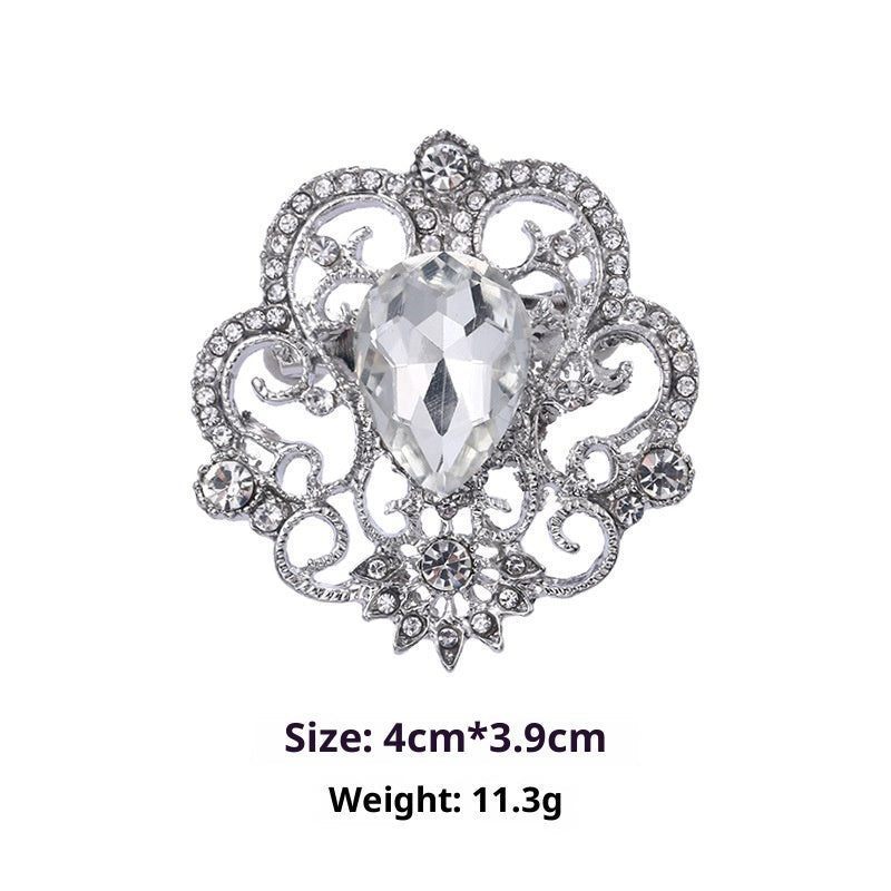 Minimalist Pearl Floral Brooch With Diamond Flower Accessory Pin