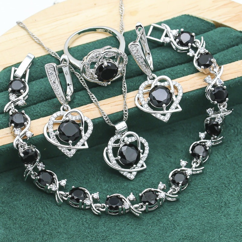 Fashionable Ring Necklace Earring Bracelet Suit