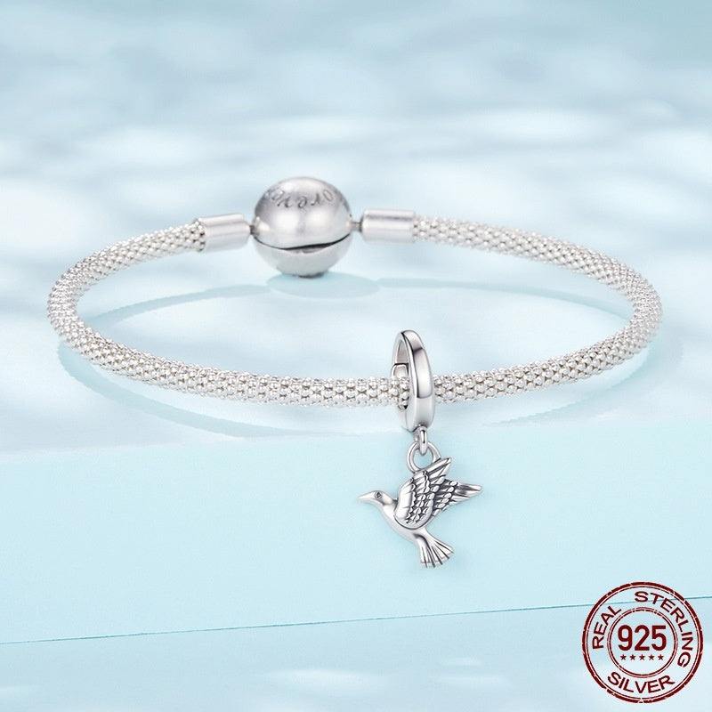 Peace Dove Opening And Closing Buckle Pendant Simple S925 Sterling Silver Beads