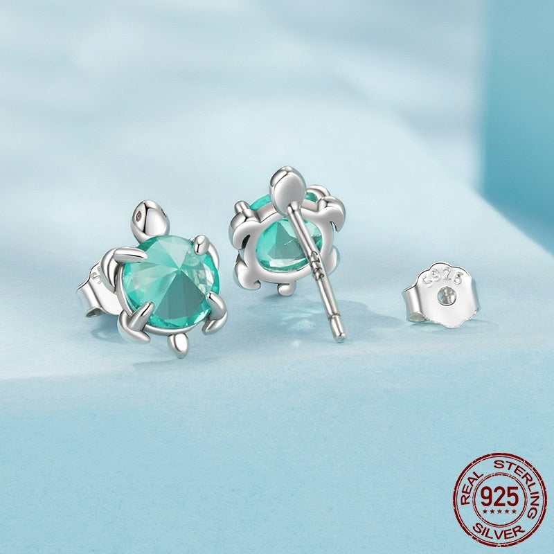 S925 Sterling Silver Turtle Ear Stud And Ring