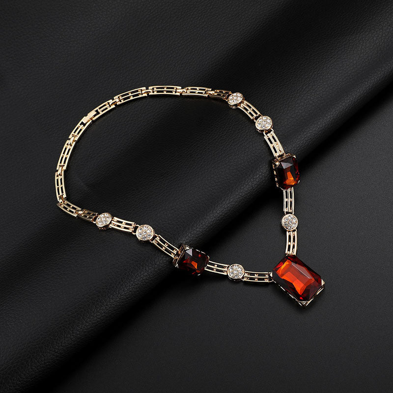 Four-piece Set Of Gemstone Necklace Earrings Jewelry