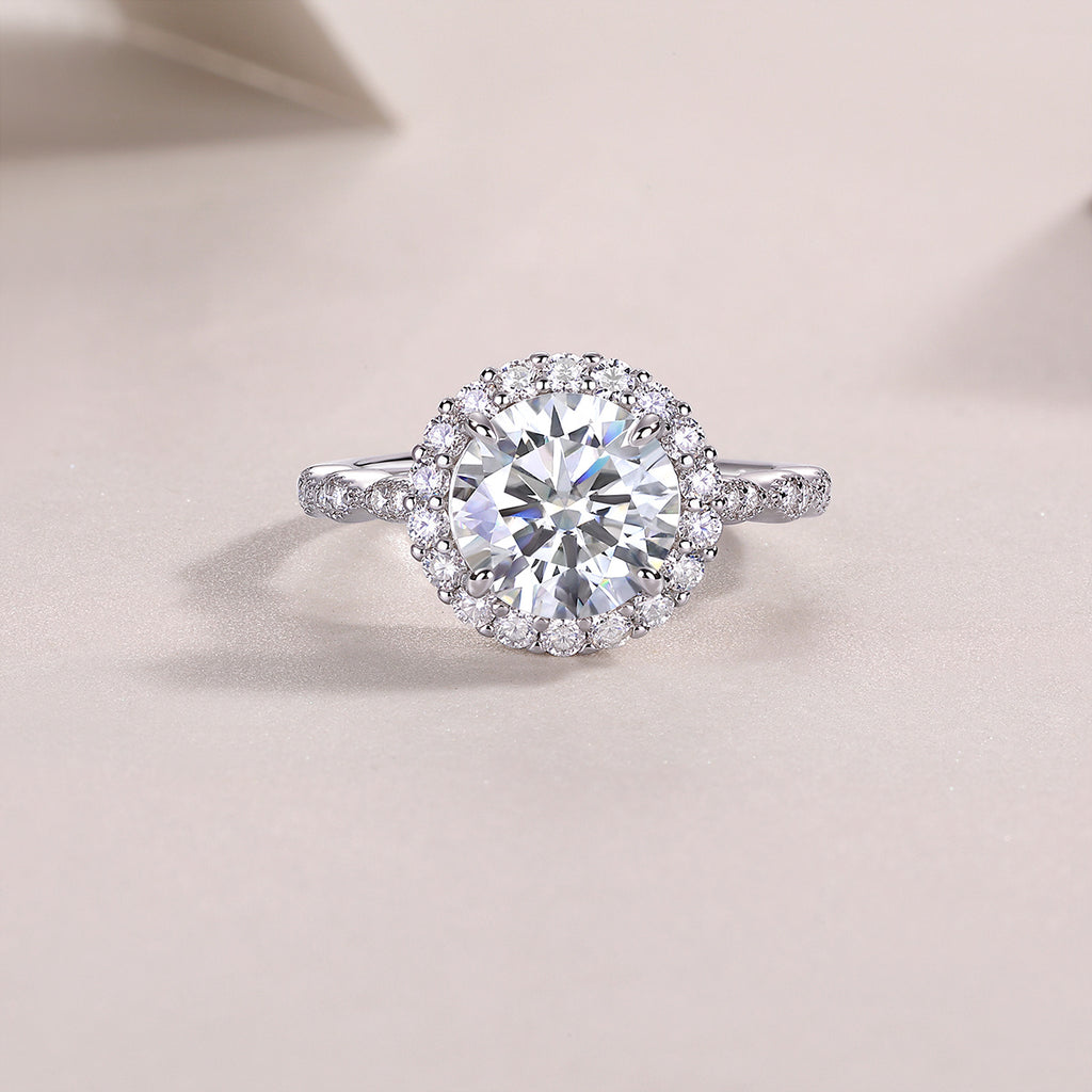 Star-studded - A Wedding Ring Set With Top-quality 3-carat Moissan S925 Silver And Platinum-plated Diamond. The Ring Can Be Inspected With A Diamond Pen