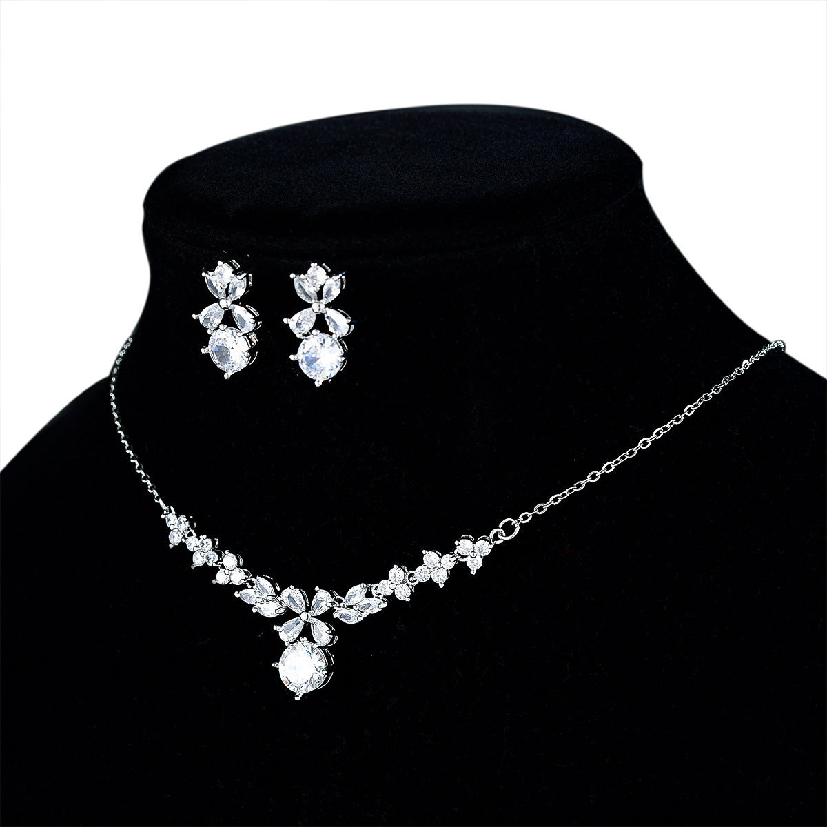 New Women's Ornament Bridal Necklace Earrings Jewelry Suit