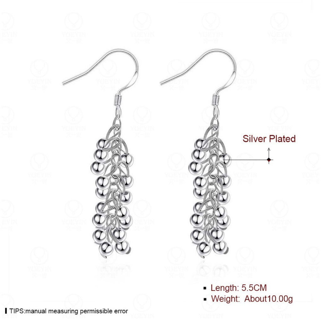 Silver Light Beads String Earrings Outside Women