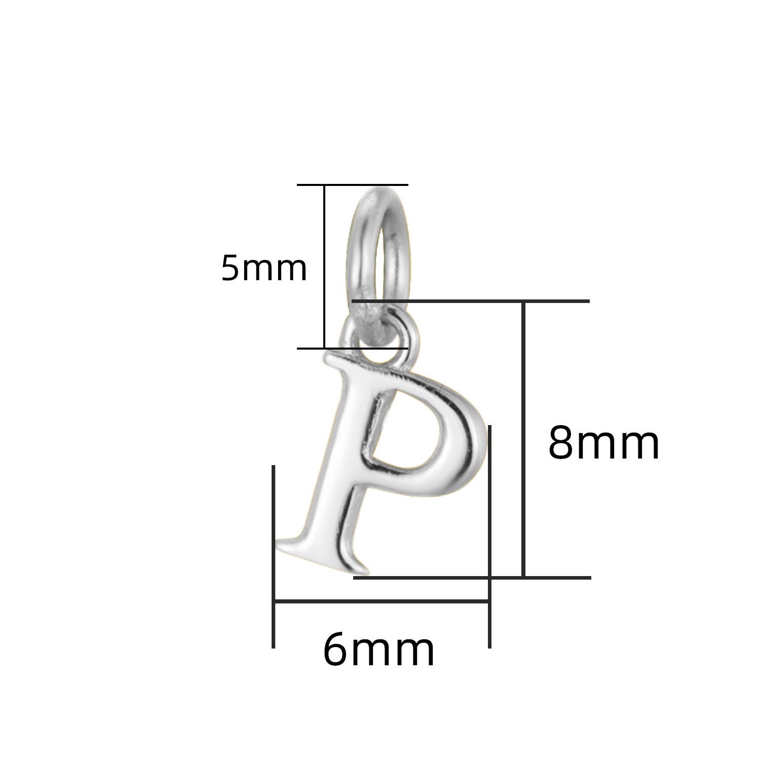 S925 Sterling Silver Minimalist Niche 26 Letter Smooth Pendant