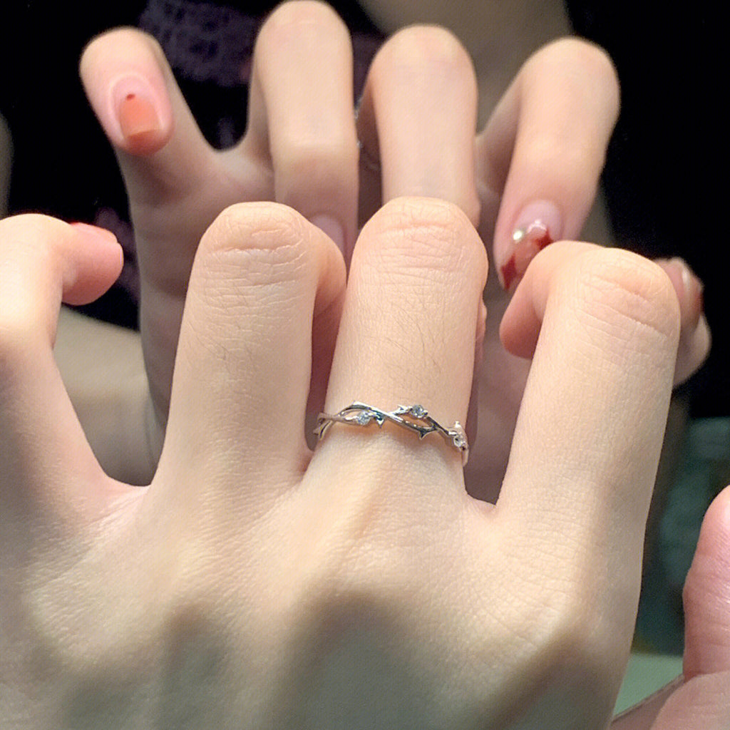 Inlaid Zirconium Thorns Light Luxury Minority Design Adjustable Premium Index Finger Ring