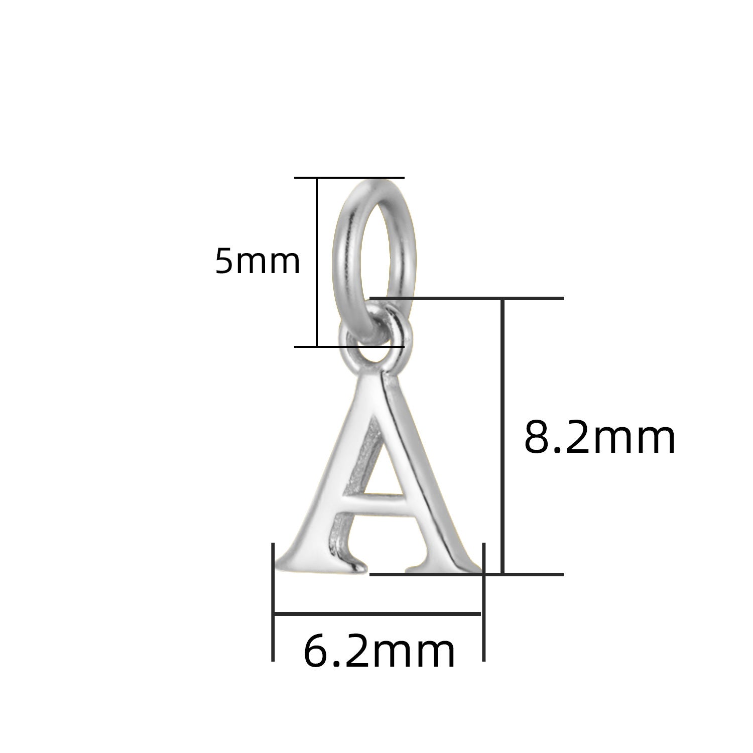 S925 Sterling Silver Minimalist Niche 26 Letter Smooth Pendant