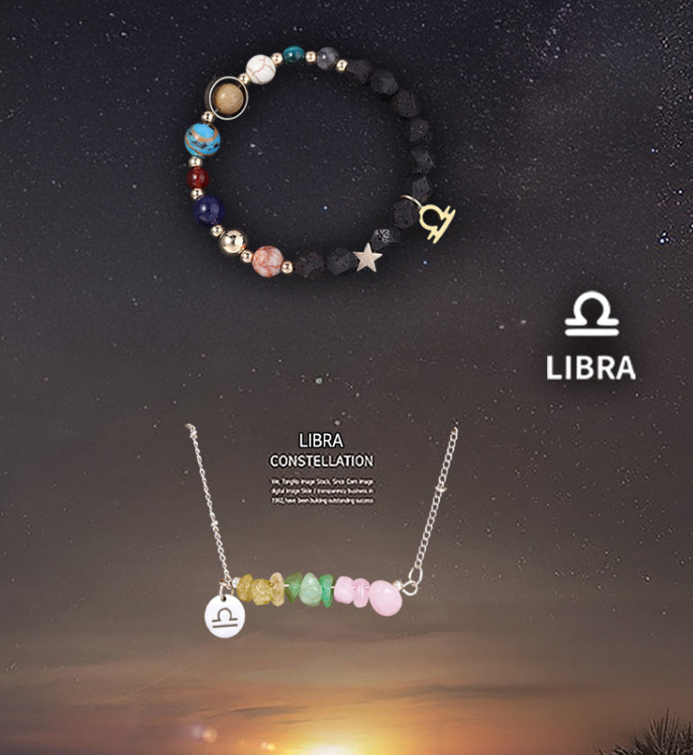 Natural Stone Necklace Set For The 12 Zodiac Signs