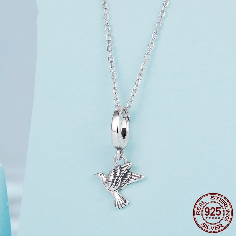 Peace Dove Opening And Closing Buckle Pendant Simple S925 Sterling Silver Beads
