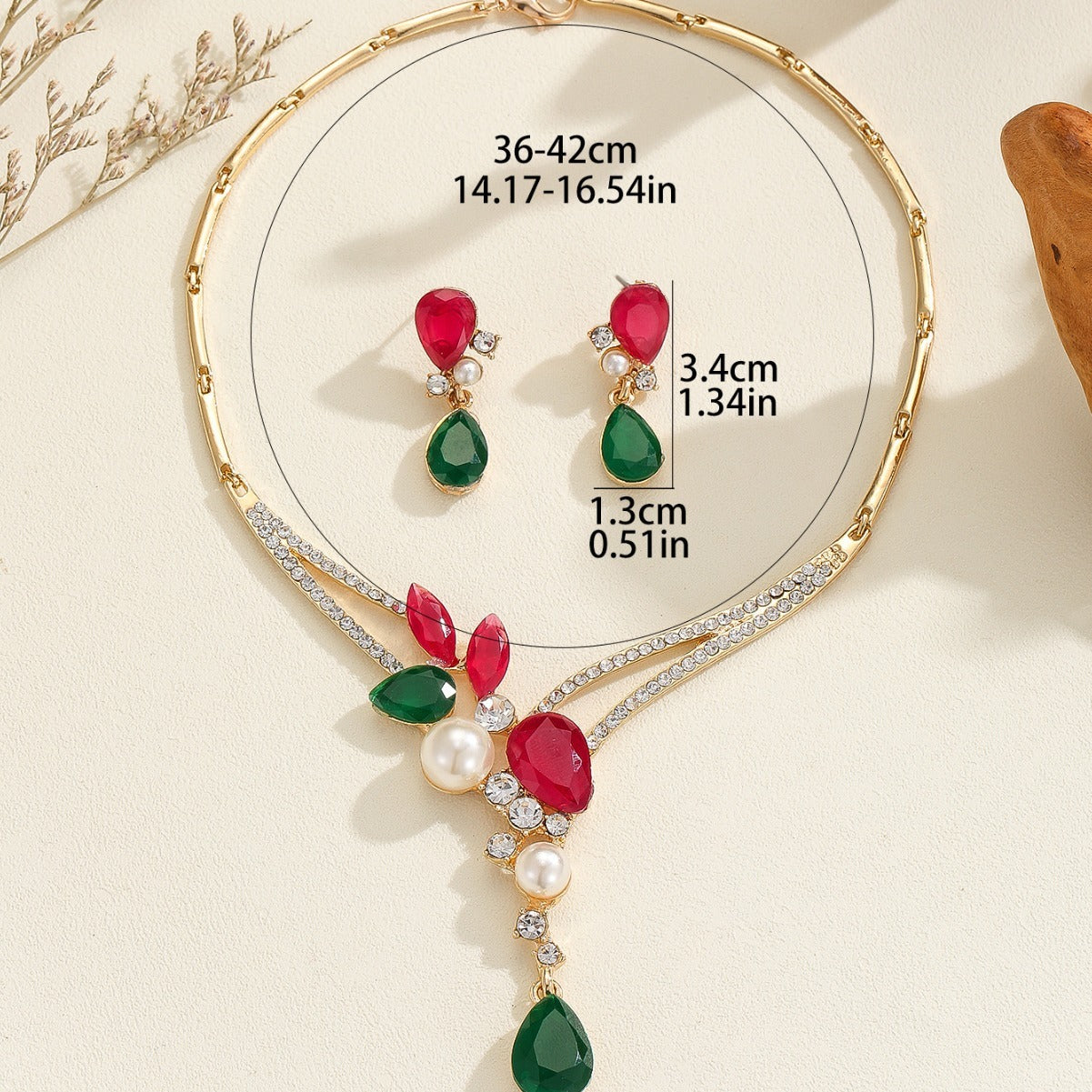 Colorful Indian Style Earrings Necklace For Women Wedding Decoration