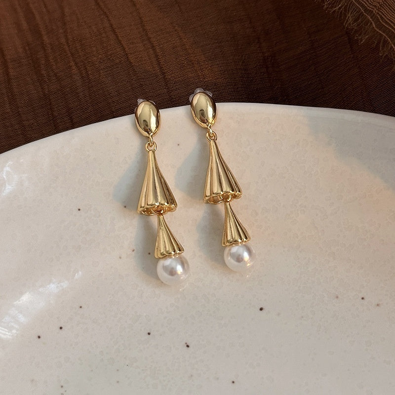 Long Wind Chime Pearl Mosquito Coil Plate Ear Clip