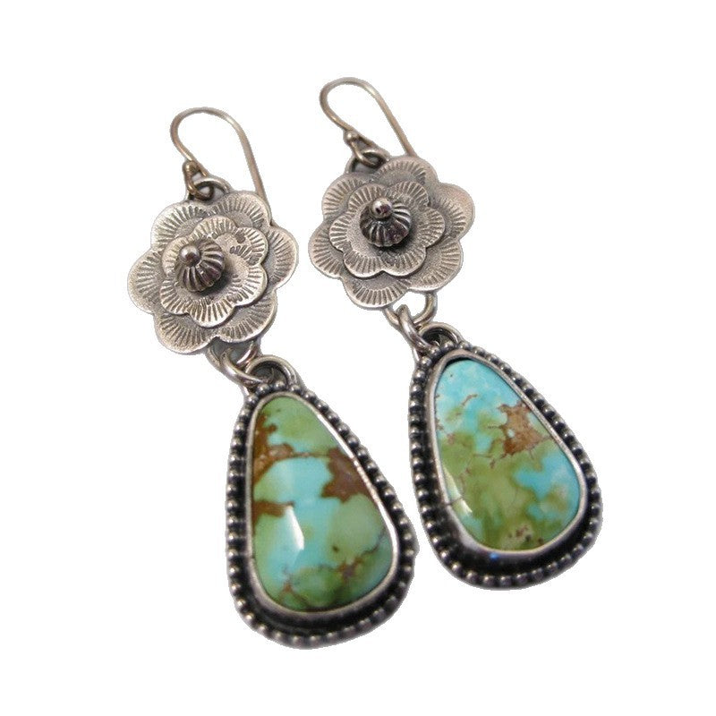 Vintage Botanical Floral Tassel New Chinese Style Unique Metal Carved Earrings