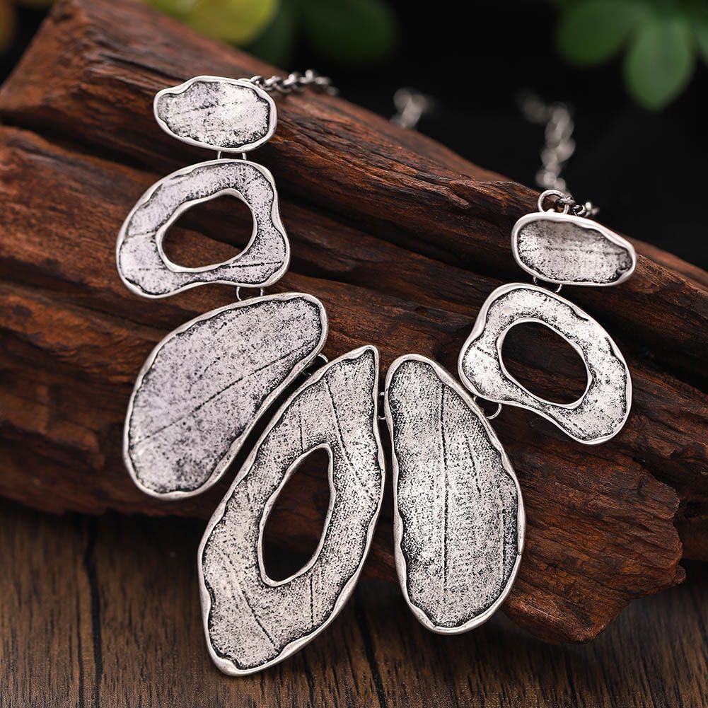 Alloy Geometric Irregular Oval Colorful Oil Necklace Hollow Design Women's Necklace Eardrop Set