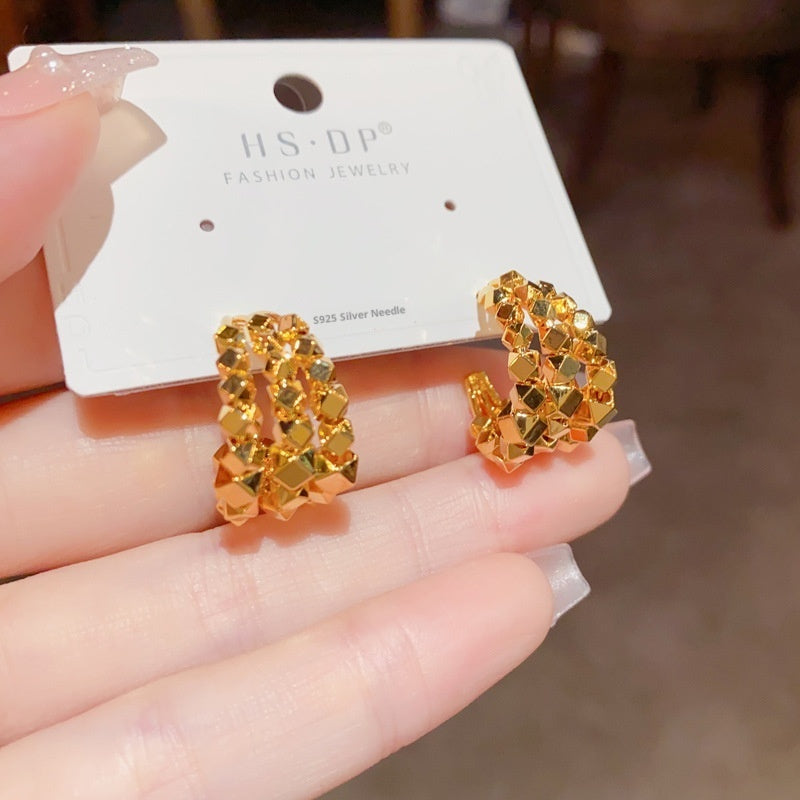 Metal Multi Layer Silver Ear Ring