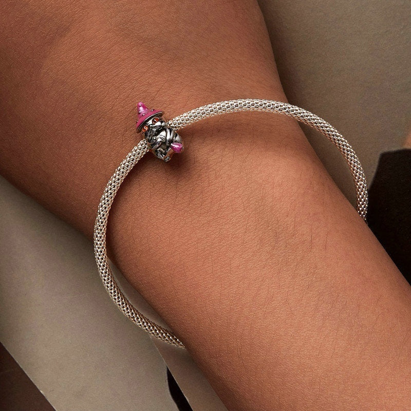 Halloween Black Cat Diy Bracelet String Beads S925 Sterling Silver Beads