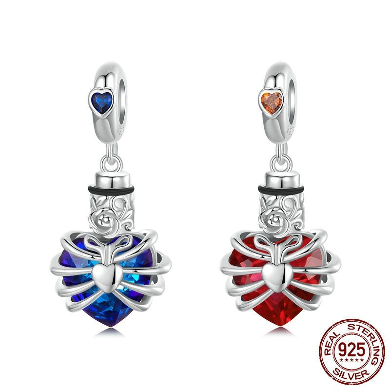 Rose Heart Diy Pendant Parts S925 Silver Beaded