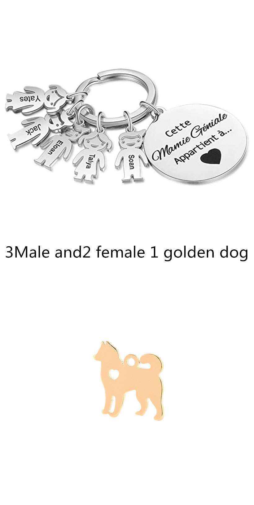 Custom Key Ring Key Accessories Pet Dog Stainless Steel Puppy Hollow Peach Heart Pendant