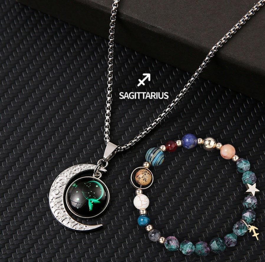 Natural Stone Necklace Set For The 12 Zodiac Signs