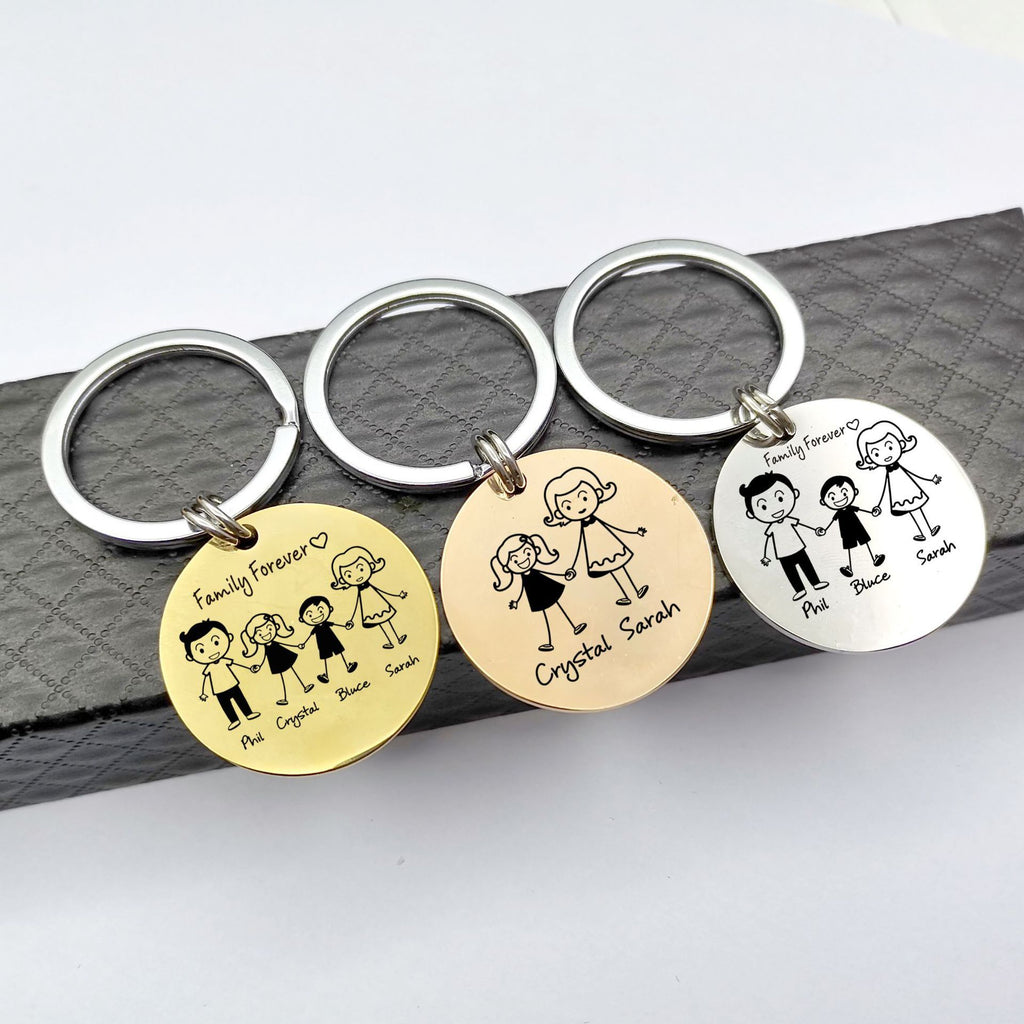 Customized Family Stainless Steel Key Ring