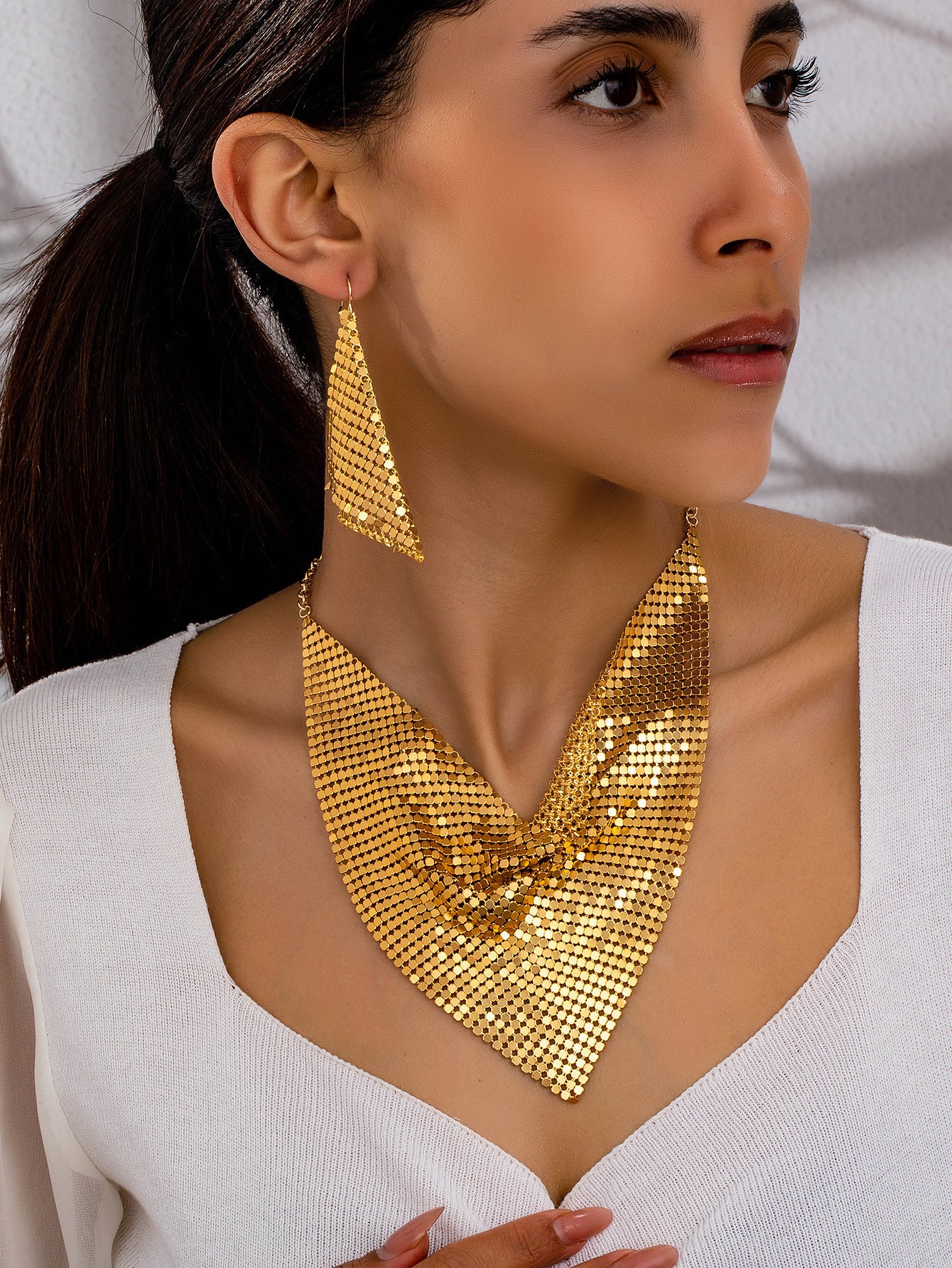 Fashion, Personalized And Exaggerated Metal Eardrops Pendant Heavy Industry Suit