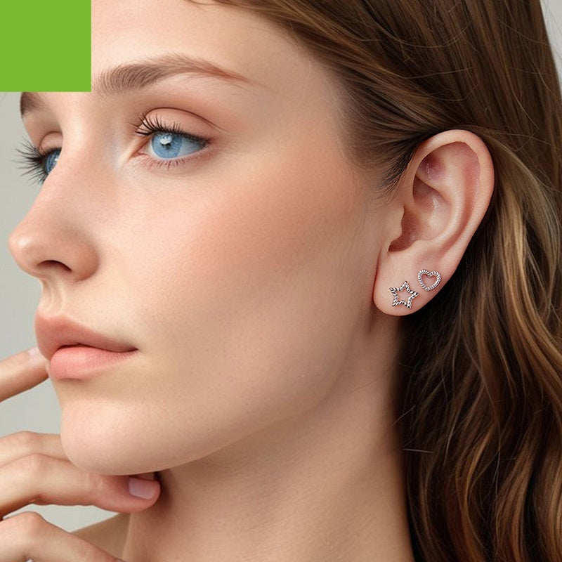 S925 Sterling Silver Hollow Twist Love Heart Stud Earrings