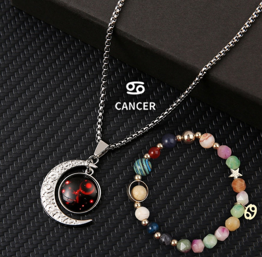 Natural Stone Necklace Set For The 12 Zodiac Signs