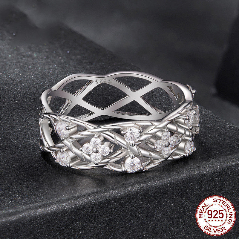 Moissanite Ring Luxury High-grade Line S925 Sterling Silver Ring