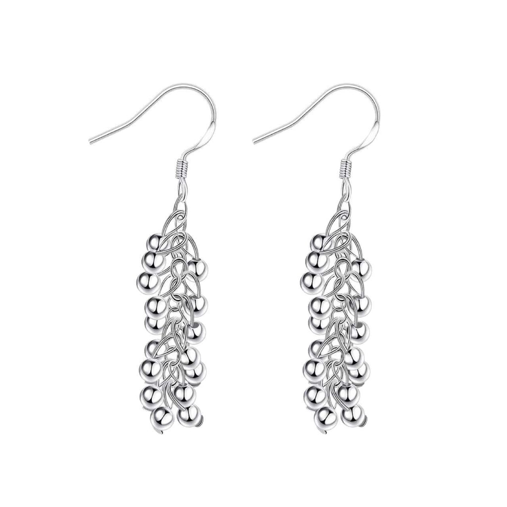 Silver Light Beads String Earrings Outside Women