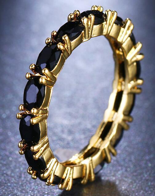 Real Gold Plating Single Row T Square Zircon Ring