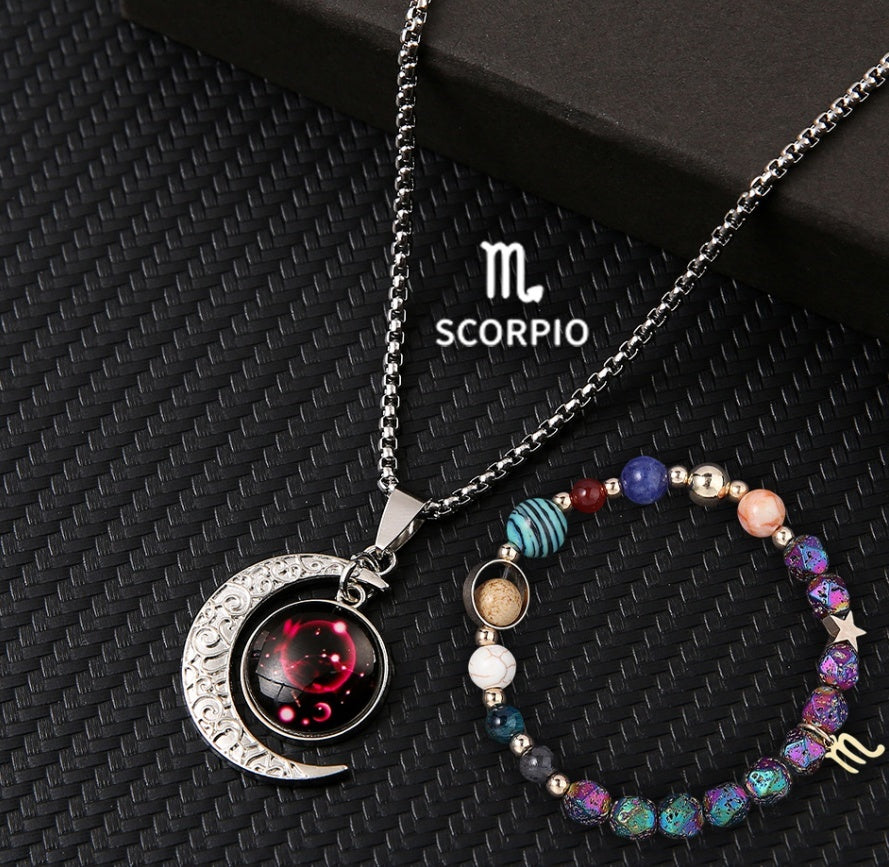 Natural Stone Necklace Set For The 12 Zodiac Signs