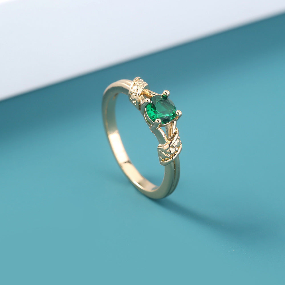 Niche Metal Zircon Ring Gem Ring Adjustable