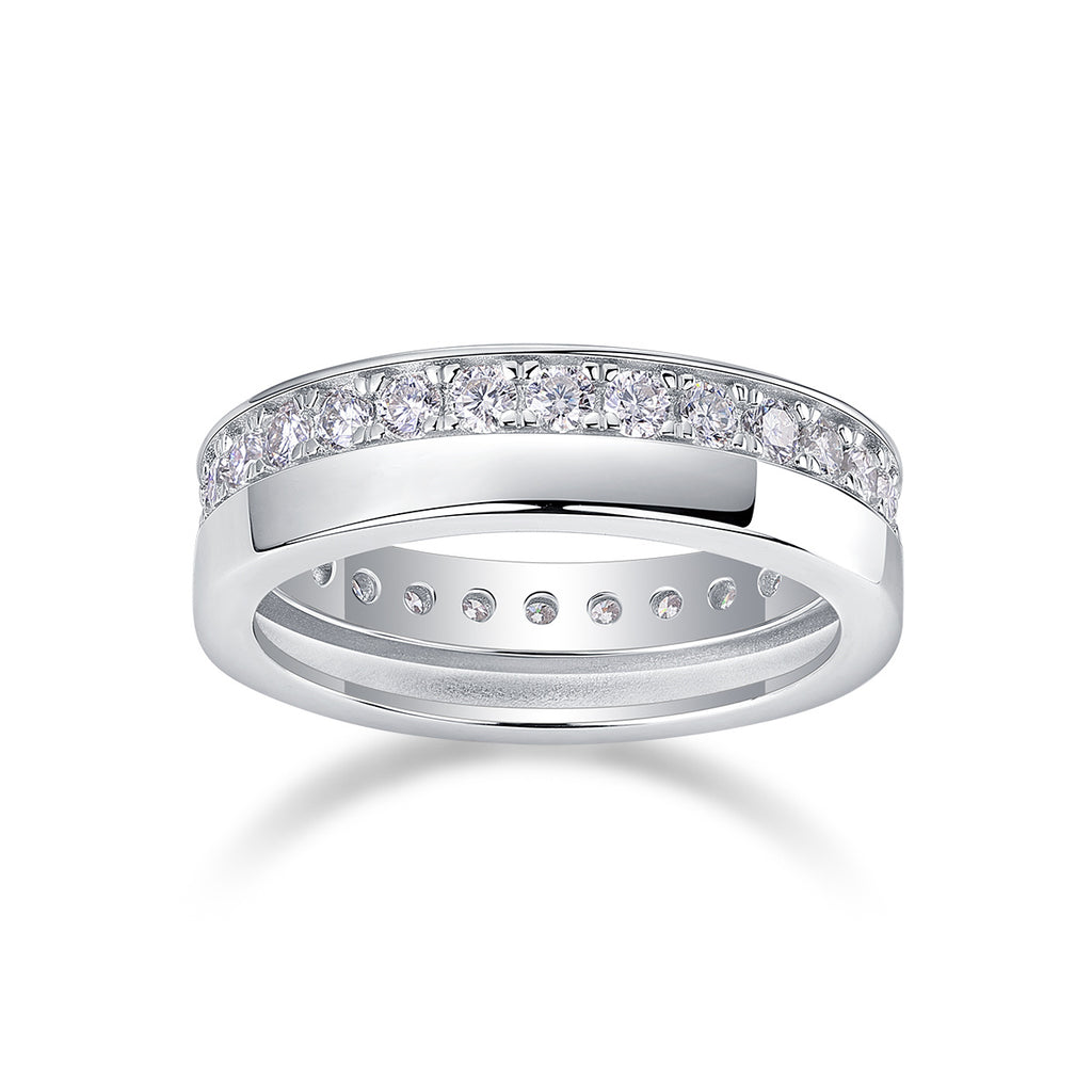 Star River - Set With Top-quality Moissanite S925 Silver And Gold-plated Diamond Wedding Ring. The Ring Can Be Inspected With A Diamond Pen