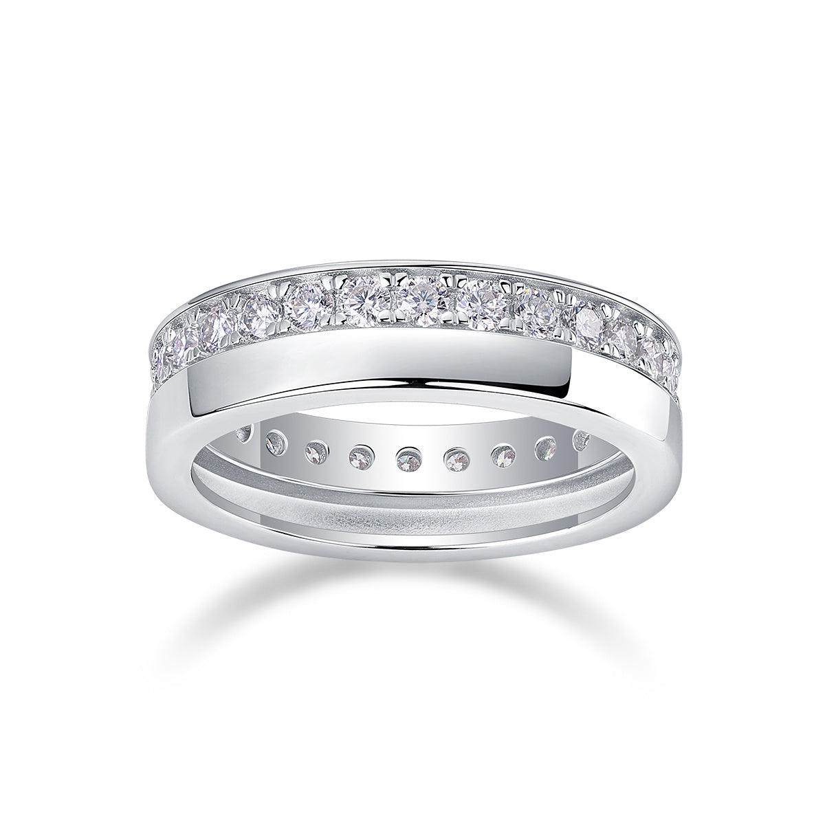 Star River - Set With Top-quality Moissanite S925 Silver And Gold-plated Diamond Wedding Ring. The Ring Can Be Inspected With A Diamond Pen