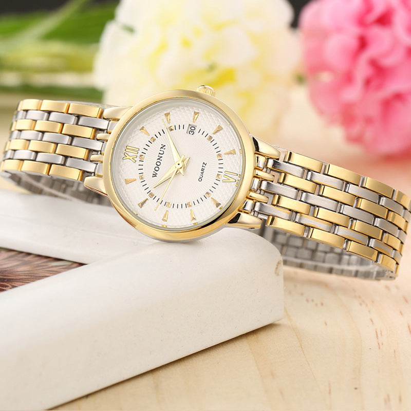 Women's Retro Steel Belt Calendar Waterproof Watch