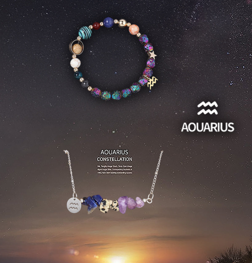 Natural Stone Necklace Set For The 12 Zodiac Signs
