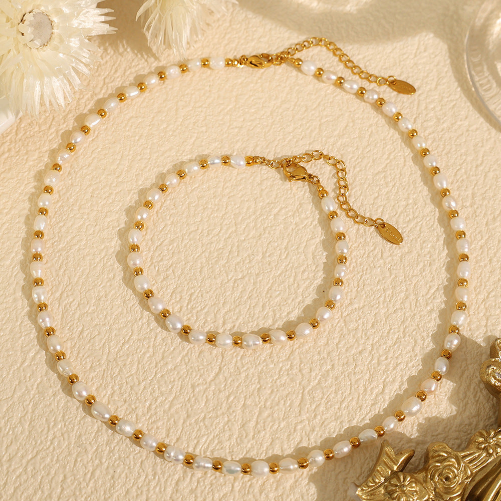 Women's Pearl Bracelet Niche Style Bracelet All-match Fashion Necklace, Bracelet Set
