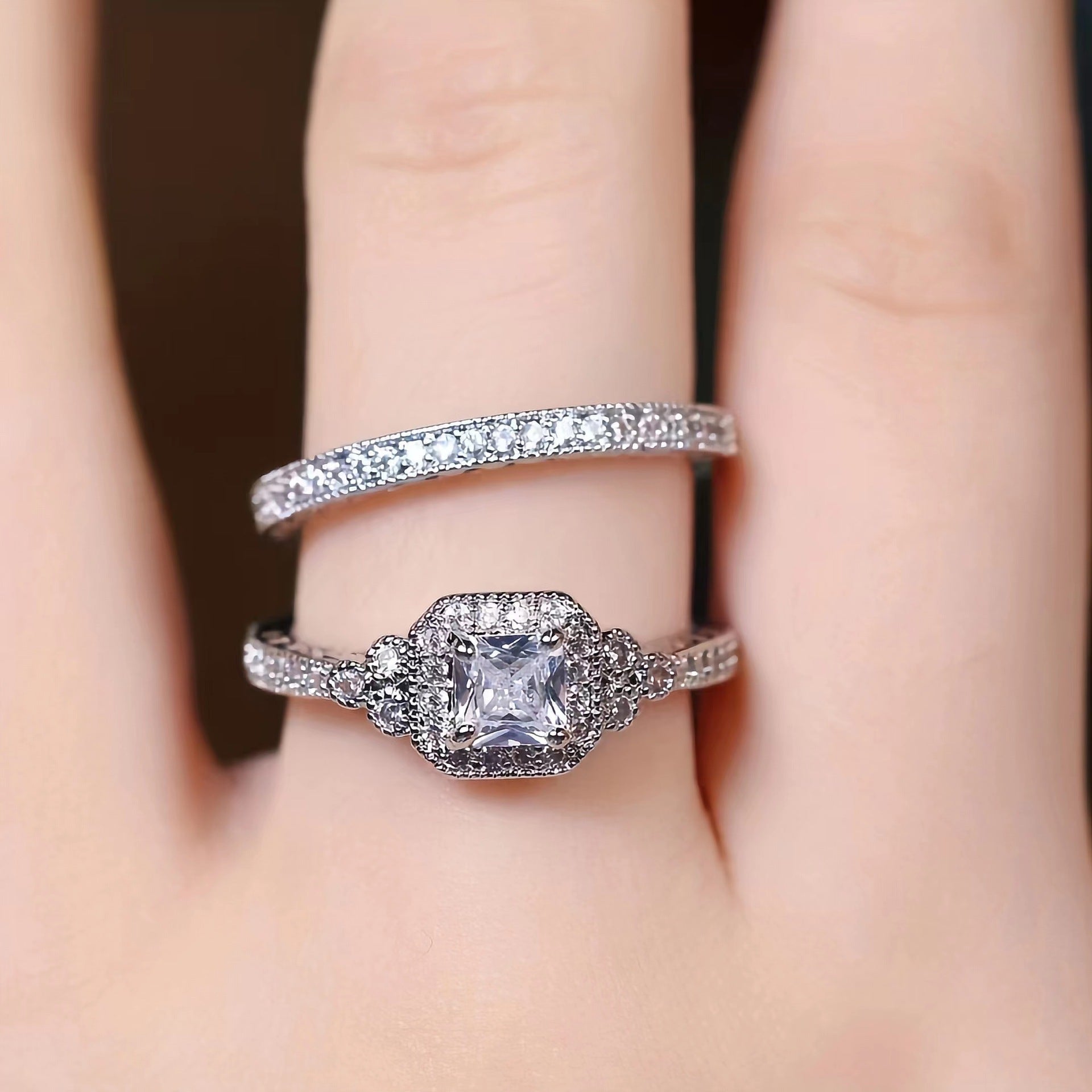 Fashion Ring Set Zircon Simple Ring