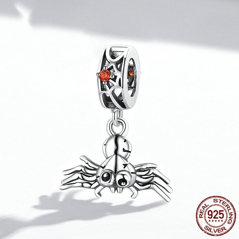 Halloween Spider Bracelet Pendant 925 Silver Beaded