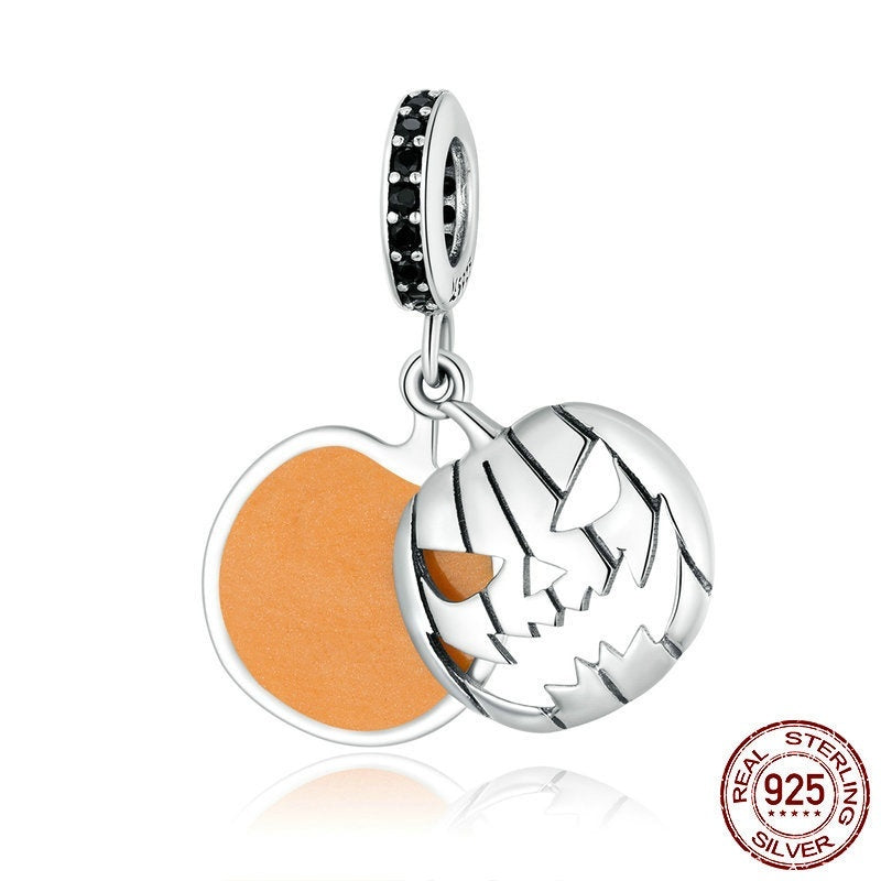 S925 Sterling Silver Halloween Beaded Bracelet Color-horror Dark Holiday Beads Combination