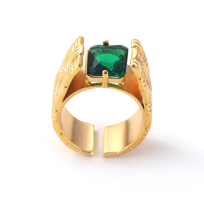 Natural Stone Geometric Ring High-grade Versatile Retro Non-fading