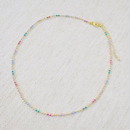 Color Pop Ball Chain Necklace – Dainty Beaded Chain with a Playful