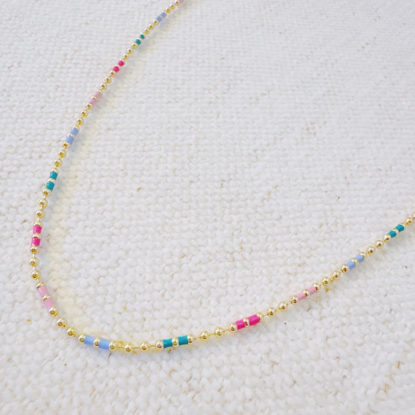 Color Pop Ball Chain Necklace – Dainty Beaded Chain with a Playful