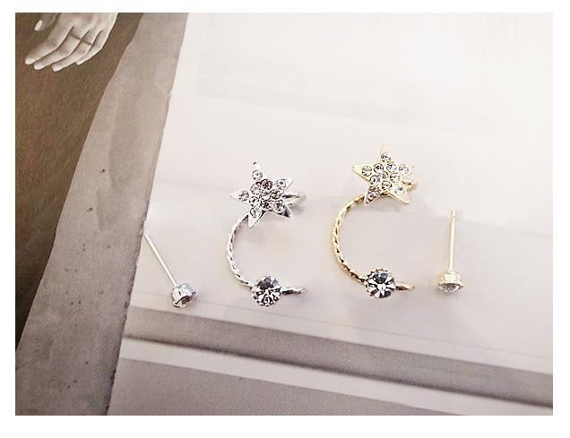 Single Left Ear Star Ear Stud and Clip
