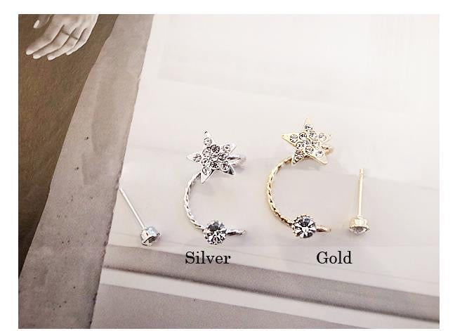 Single Left Ear Star Ear Stud and Clip