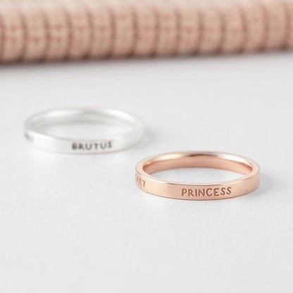 Pet Memorial Ring, Pet Loss Gift, Pet Name Ring, Dog Cat Mom Gift