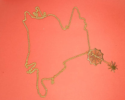 18k Gold Spider Necklace | Spider Charm Pendant | Halloween Necklace