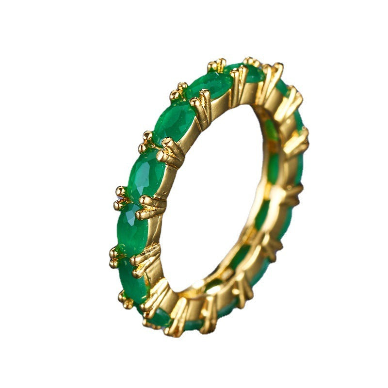 Real Gold Plating Single Row T Square Zircon Ring